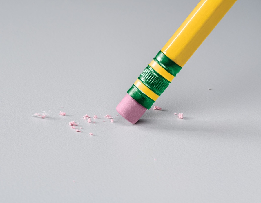 Eraser erasing on paper