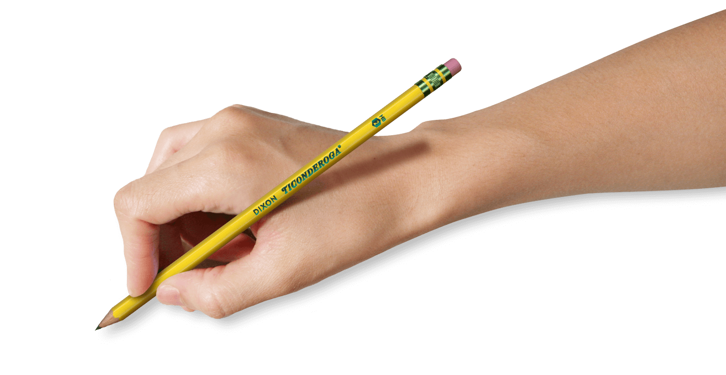 ticonderoga hand with pencil
