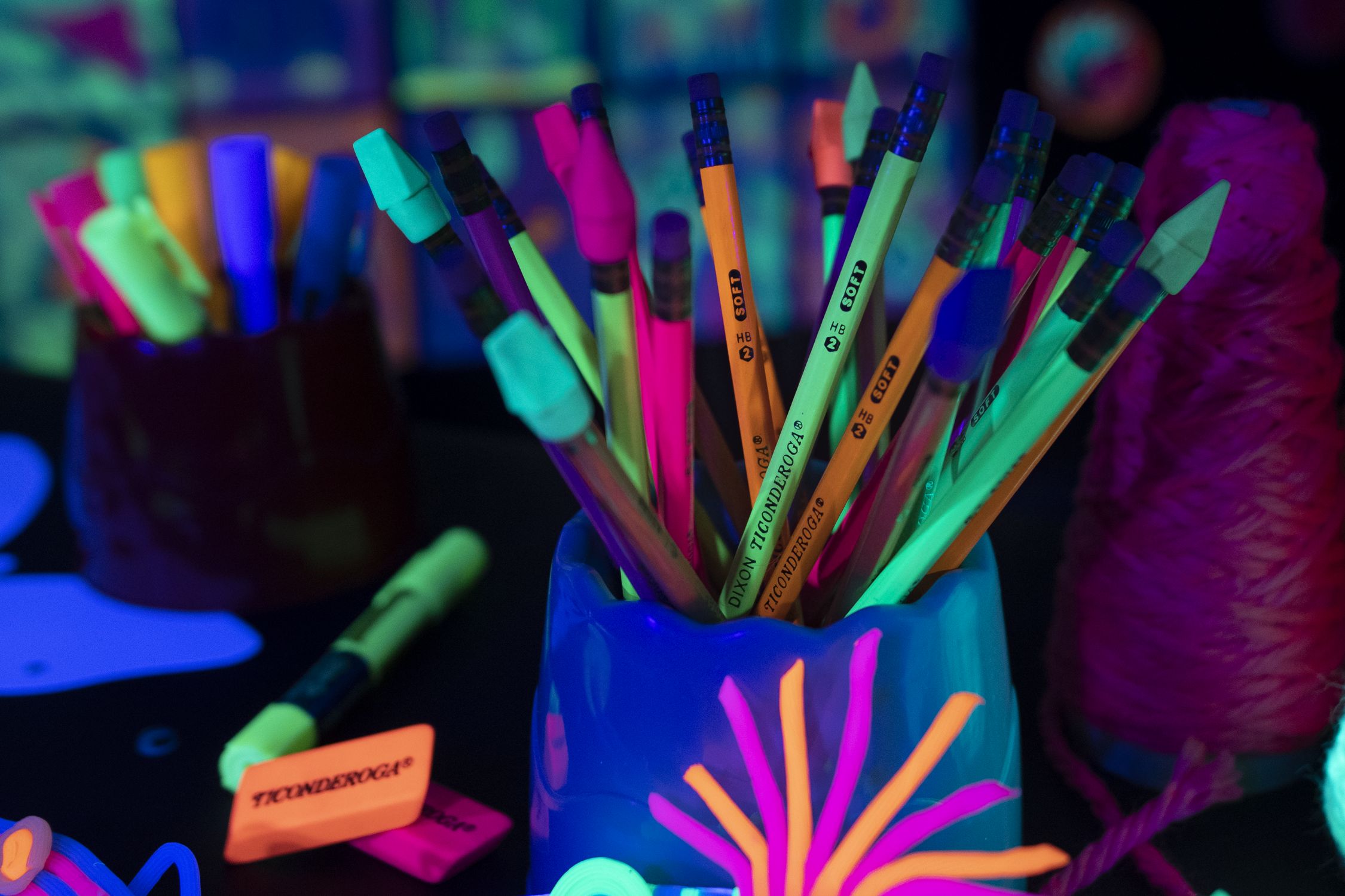 Neon Cap Colored Pencil Eraser Sets Wedge Soft And Non Abrasive 12 Per –