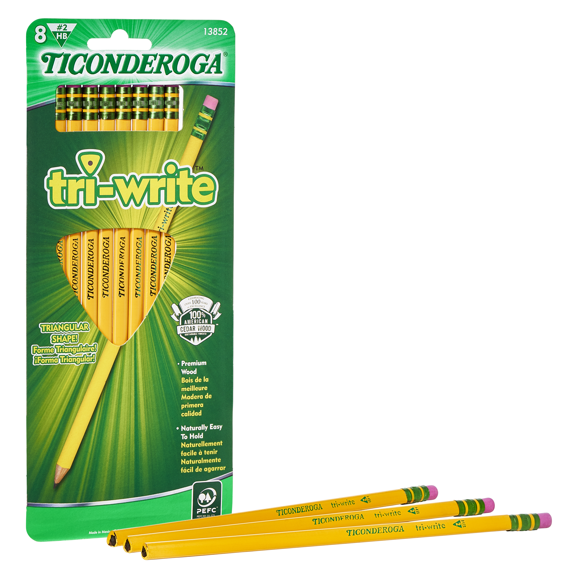 12-Pack Yellow 1 Tri-Write Triangular Pencils Wood-Cased #2 HB Soft 