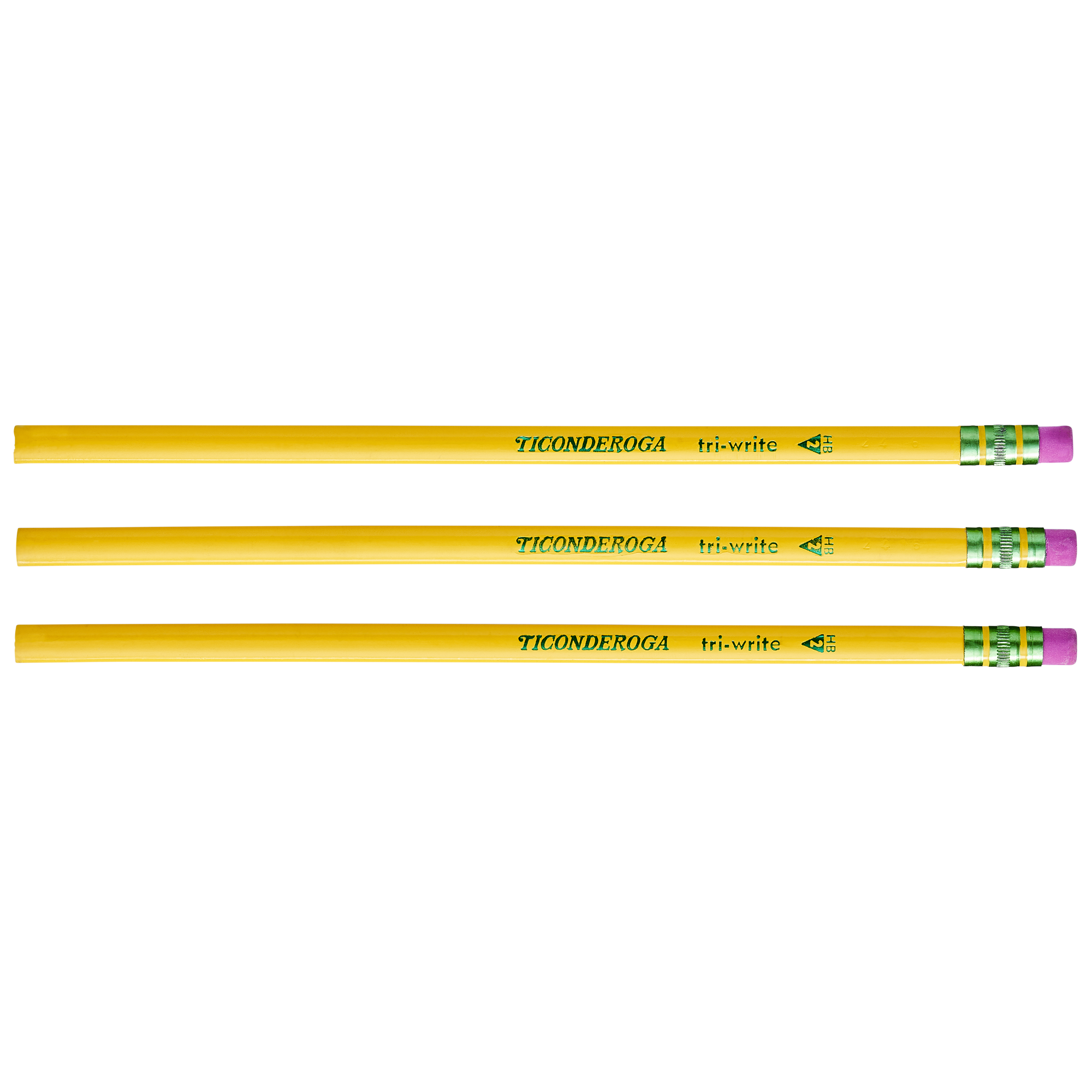 13852 8-Pack Standard Size Wood-Cased #2 HB Soft - 1 Yellow TICONDEROGA Tri-Write Triangular Pencils 