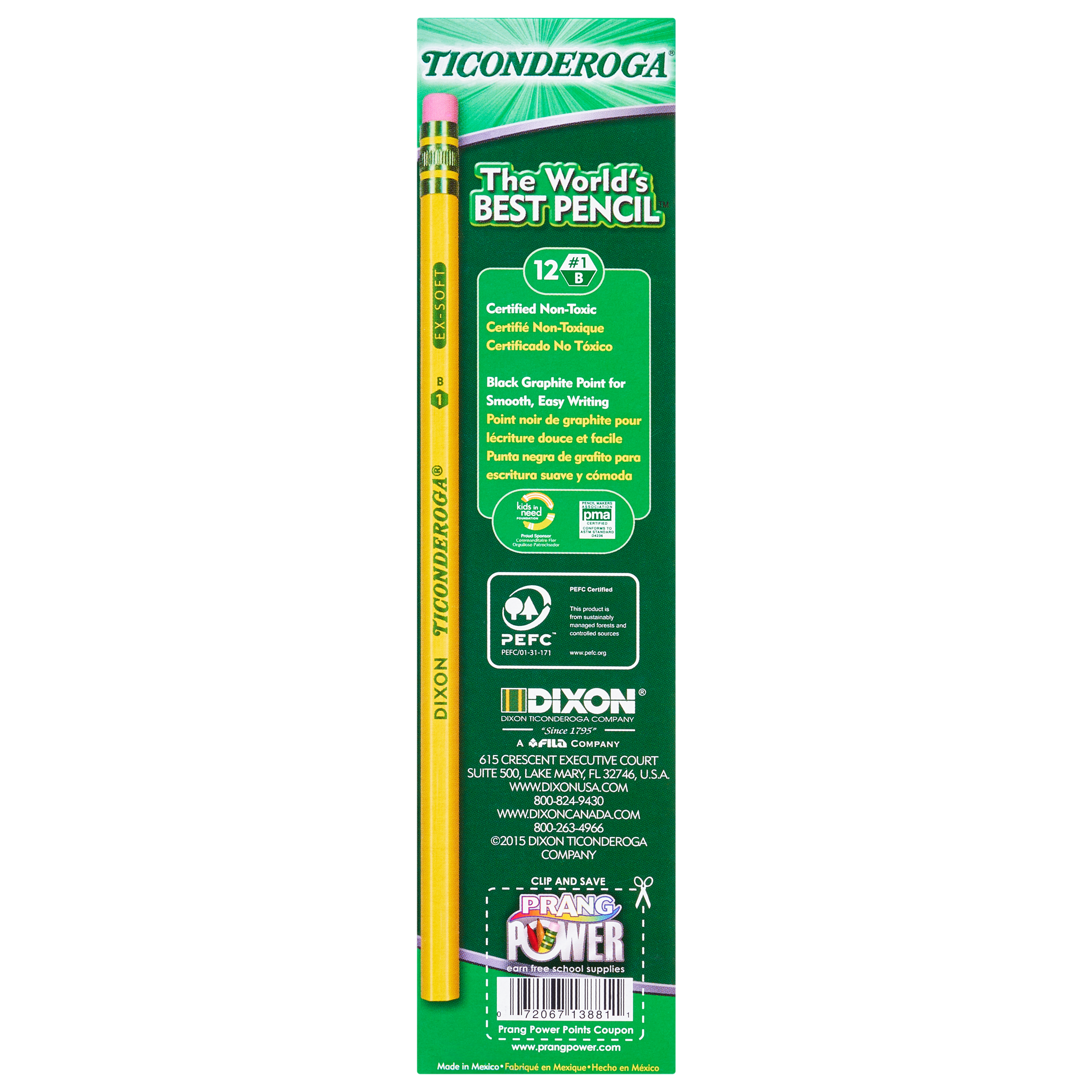 Ticonderoga Laddie Pencils Wood-Cased #2 HB Soft with Eraser Yellow 12-Pack 1... 
