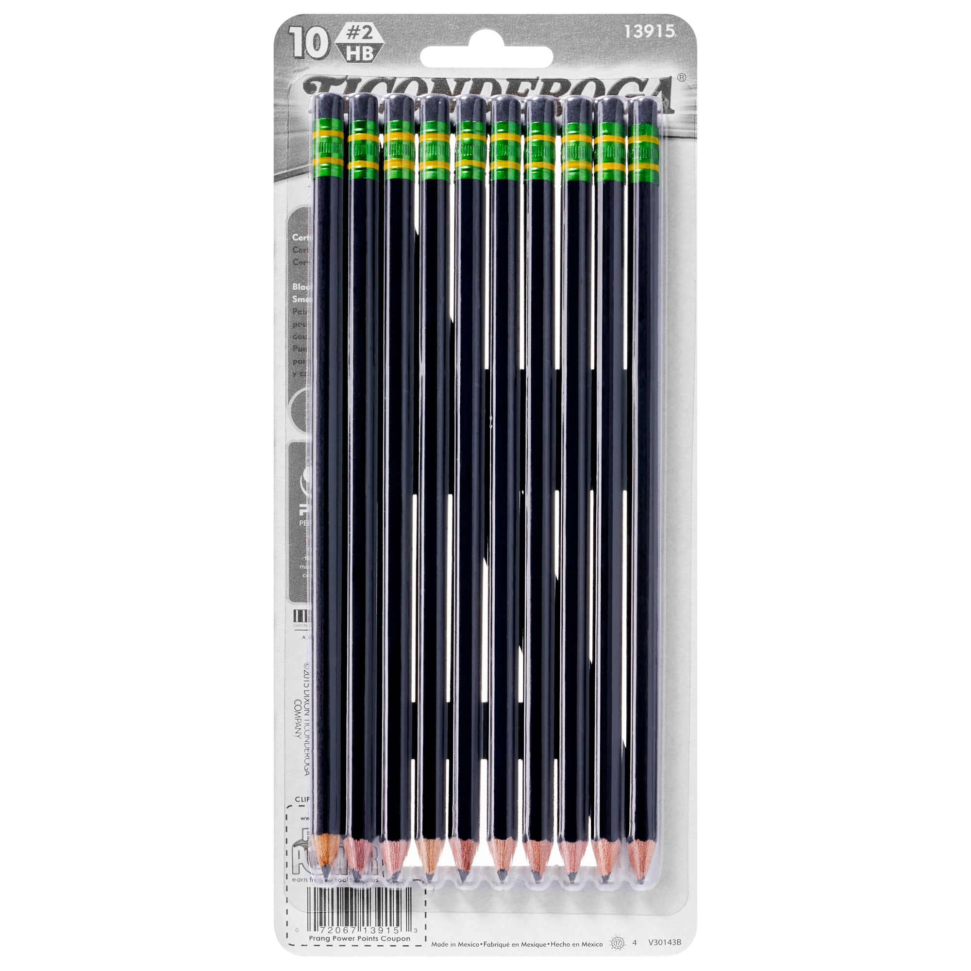 13915 10-Pack TICONDEROGA Pencils Wood-Cased Graphite #2 HB Soft Pre-Sharpened Black 