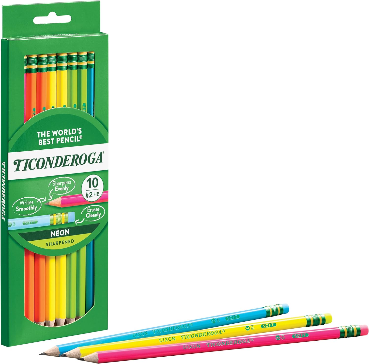 Cool Bulk Neon Pencils - 2 Pre-Sharpened Non-Toxic Wood Pencils For Kids  And Adu