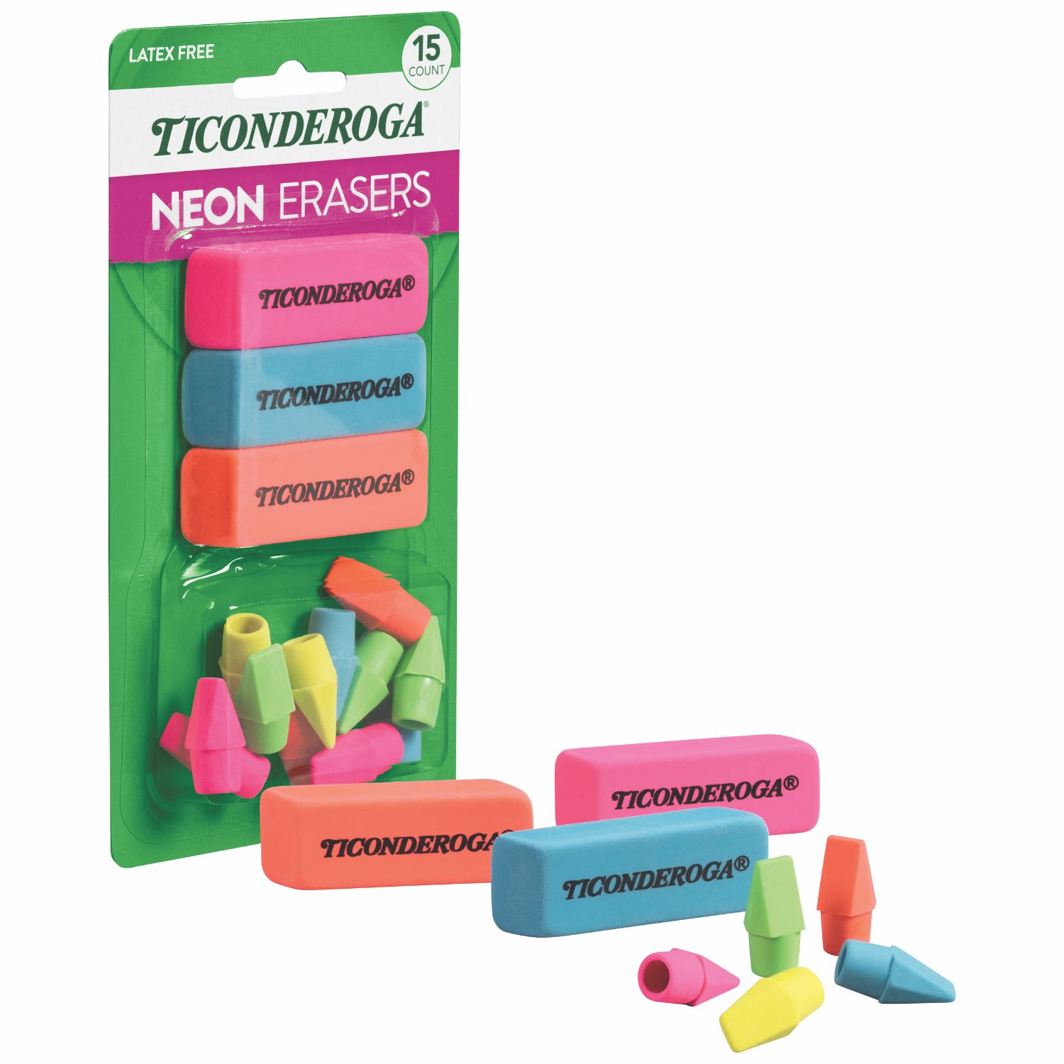 Neon Erasers Multi-Pack Set - Ticonderoga
