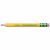 A sharpened yellow Dixon Ticonderoga pencil with a green and gold ferrule and a pink eraser.